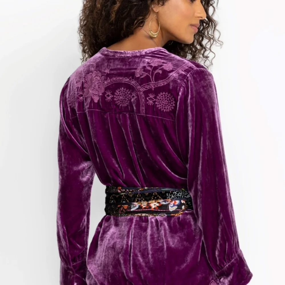 Johnny Was Silk Soundbath Velvet Butterfly Flower Tie Belt Catherine Navah $118 - Picture 3 of 10